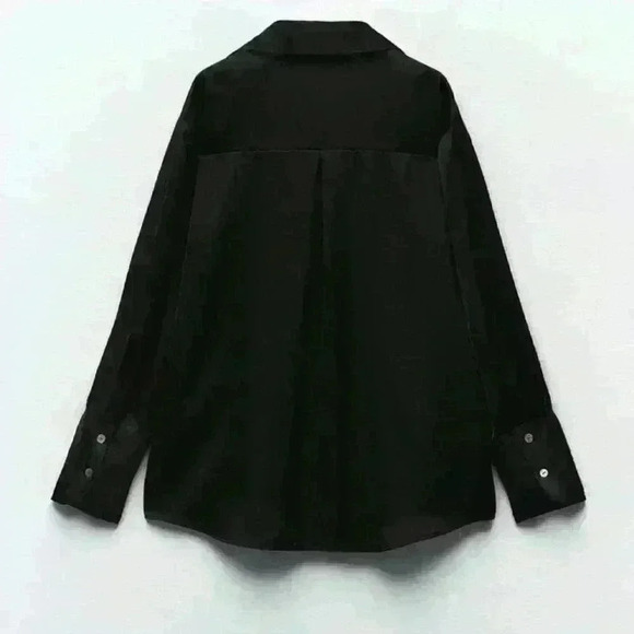Zara FLOWY SATIN EFFECT Long Sleeve Shirt size M - Picture 4 of 9